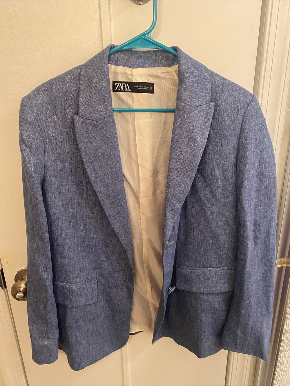 Zara Light/Jean Blue Textured Blazer